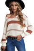 V-Neck Knitted Lantern Sleeve Pullover Sweater